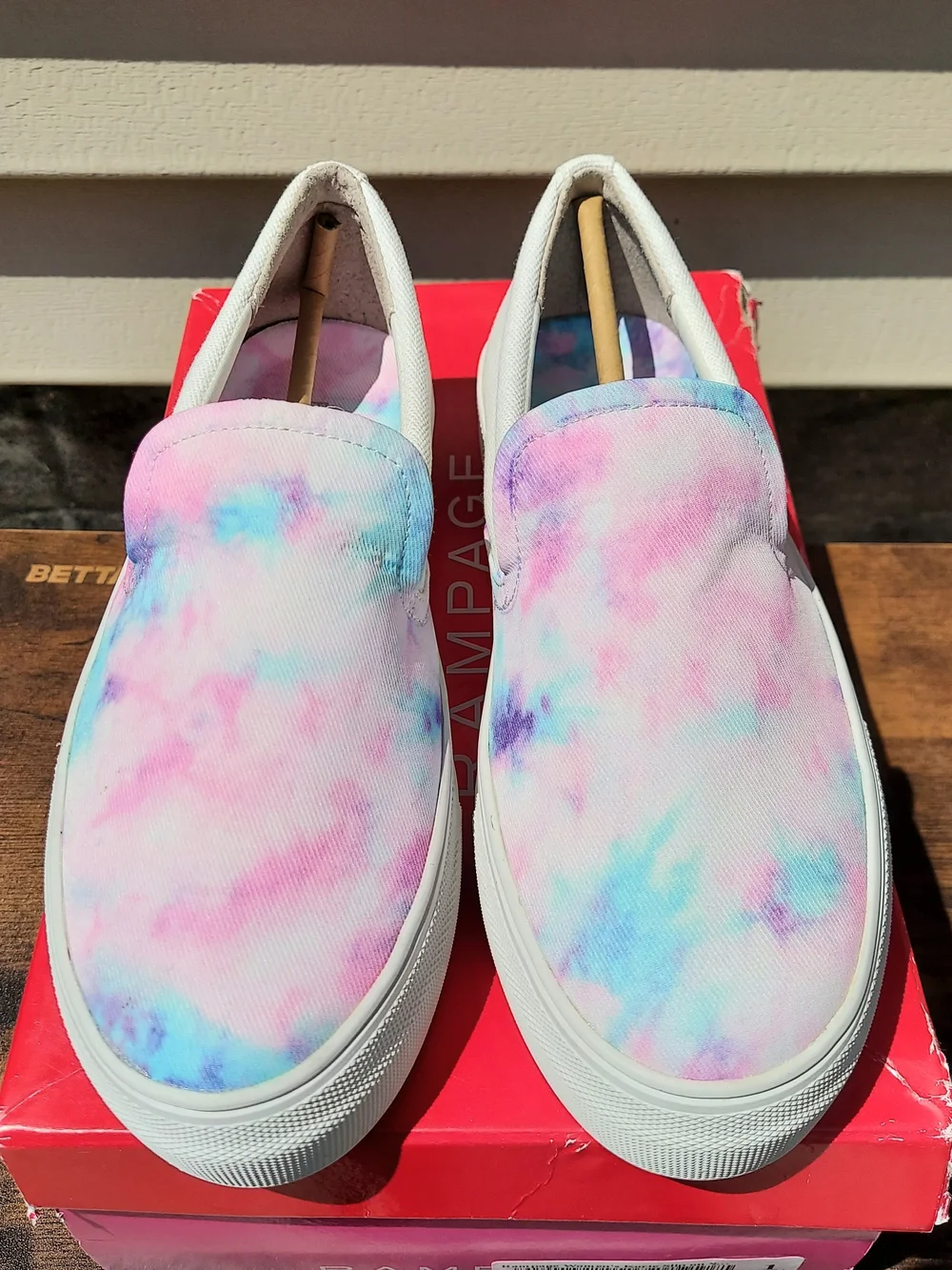 Rampage Korie Pastel Tie Die Platform Slip-On Sneakers Women's Size 6 Y2K Preppy